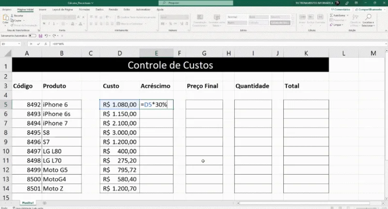 cálculos percentuais