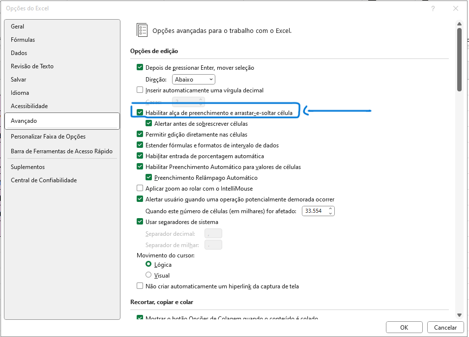 Repetição em Excel