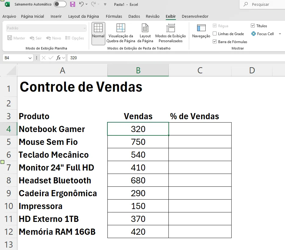 terceiro exercício de Excel